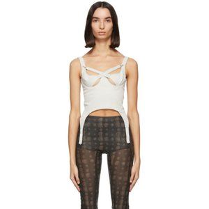 Charlotte Knowles KNWLS White Tactical Bustier Top MSRP $520 SSENSE Size UK 6